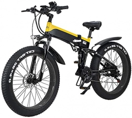 CCLLA Folding Electric Mountain Bike Folding Electric Mountain City Bike, LED Display Electric Bicycle Commute Ebike 500W 48V 10Ah Motor, 120Kg Max Load, Portable Easy To Store (Color : Yellow)
