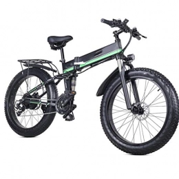 FZYE Folding Electric Mountain Bike FZYE 26 in Folding Electric Bikes 1000W 48V / 12.8Ah Mountain Bike, Snowmobile Headlights LED Display Outdoor Cycling Travel Work Out, Green