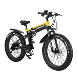 Gaoyanhang Bike Gaoyanhang 26 inch 500W 48V / 10AH foldable electric bicycle, off-road fat tire electric bicycle, Shimano 21 speed, 30 climbing (Color : Yellow)