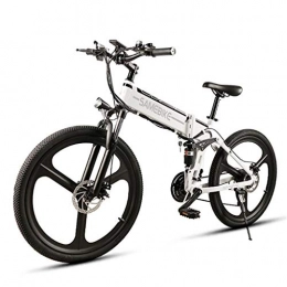 Gaoyanhang Bike Gaoyanhang 350W electric bicycle, 48V / 10Ah lithium battery-powered folding mountain bike, which can be charged in 4-6 hours, 21-speed / 30km / h made of aluminum alloy (Color : White)