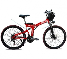 GBX Bike GBX Bike, Electric Bike, 26 inch Lithium Battery Folding Bicycle Electric Mountain Bike, Dual Shock Absorber Disc Brakes for Long Life, Suitable for Men and Women Outdoor Riding or Commuting, Blue, Red