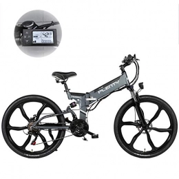 GHH Folding Electric Mountain Bike GHH Outdoor Mountain MTB bike 26" Adult folding electric bike Wheel Mens Hybrid Bike, Detachable Lithium Battery (48V 12.8Ah 614W) with Hydraulic Disc Brakes, Aluminum Alloy Bicycles All Terrain
