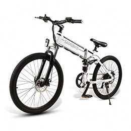 Greenhouses Folding Electric Mountain Bike Greenhouses Ebike，26 Inch Electric Bike Mountain Bike, Adult Foldable Electric Mountain Bike 350W 48V 10AH, Electric Bike Men And Women With Central LCD Instrument(Color:white 2)