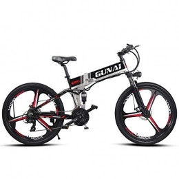 GUNAI Bike GUNAI 26 inch Electric Mountain Bike with 3 Spokes Integrated Wheel Premium Full Suspension and 21 Speed Gear
