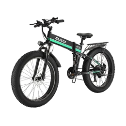 GUNAI Bike GUNAI Electric Bike Folding Fat Tire 26-inch Snow Bike 21-speed Mountain Electric Bike Rear Seat(Green)