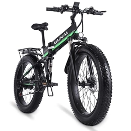 GUNAI Bike GUNAI Electric Bike Folding Fat Tire 26-inch Snow Bike 7-speed Mountain Electric Bike Rear Seat (Green