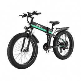 GUNAI Bike GUNAI Electric Bike Folding Fat Tire 26-inch Snow Bike 7-speed Mountain Electric Bike Rear Seat(Green)