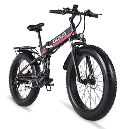 GUNAI Bike GUNAI Electric Bike Folding Fat Tire 26-inch Snow Bike 7-speed Mountain Electric Bike Rear Seat (Red)