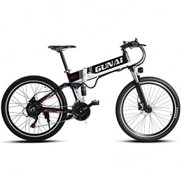 GUNAI Bike GUNAI Electric Mountain Bike, 26 Inch 21 Speed Folding E-bike with LCD Display and Double Disc BrakeWhite