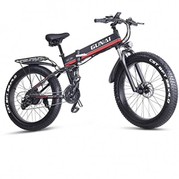 GUNAI Bike GUNAI Electric Mountain Bike 26 Inches Folding Fat Tire E-bike with Rear Seat and 48V 12.8AH Removable Lithium Ion Battery
