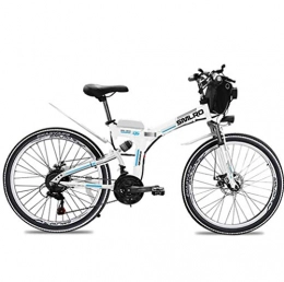 GUOJIN Folding Electric Mountain Bike GUOJIN 350W Electric Bicycle with Removable 48V 8AH Lithium-Ion Battery, 26" Off-Road Wheels Premium Full Suspension and 6 speed gear, White