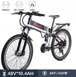 GUOJIN Folding Electric Mountain Bike GUOJIN City Electric Bicycle Bike, Electric Commute Bicycle Ebike with 350W Motor and 48V 10Ah Lithium Battery, Three Modes (up to 25 km / h), Black