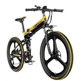 H&G Bike H&G Electric Bikes for Adults, 26'' Folding Mountain Bike 48V / 10.4AH High-Efficiency Lithium Battery Three Working Modes Hydraulic Disc Brakes (with Accessory kit), yellow