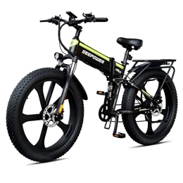 DEEPOWER Folding Electric Mountain Bike H26pro Electric Bicycle, 250W 26" Fat Tire Folding Electric Bike with USB Port, 25KM / H, 48V 17.5AH Removable Battery, Shimano 7-Speed, Hydraulic Oil Brake, Mountain EBike for Adults