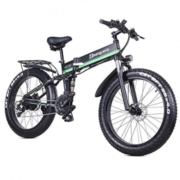 HAOYF Folding Electric Mountain Bike HAOYF 1000W Folding Electric Bike with 26 * 4.0 Inch Fat Tire, Lithium-Ion Battery (36V 250W), 3 Riding Modes, Premium Full Suspension & Quality Gear, Green