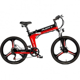 HAOYF Folding Electric Mountain Bike HAOYF 614W Electric Mountain Bike, 24" / 26" Inch Tire Folding E-Bike, 7 Speeds Mens Sports Mountain Bike for Adults, 48V 12.8AH Removable Lithium Battery, Red, 24