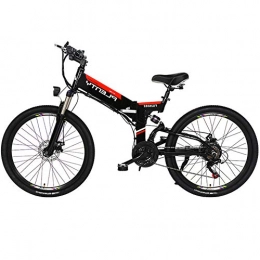 HAOYF Folding Electric Mountain Bike HAOYF Folding Electric Bike - Lightweight Foldable Compact Ebike for Commuting & Leisure - 24" / 26" Wheels, Pedal Assist Unisex Bicycle, 480W / 48V Removable Lithium Battery, Black, 26