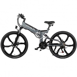 HAOYF Bike HAOYF Folding Electric Bikes for Adult, Mens Mountain Bike, Magnesium Alloy E-Bikes Bicycles All Terrain, 24" / 26" 48V 480W Removable Lithium-Ion Battery Bicycle Ebike, for Outdoor Cycling, Gray, 24