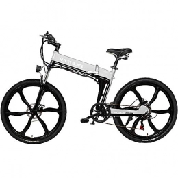 HAOYF Folding Electric Mountain Bike HAOYF Folding Electric Mountain Bike, 24" / 26'' Magnesium Alloy Integrated Wheel Electric Bike with 48V 10Ah Removable Lithium-Ion Battery, Shimano 7-Speed Gear Shifts, Gray, 26