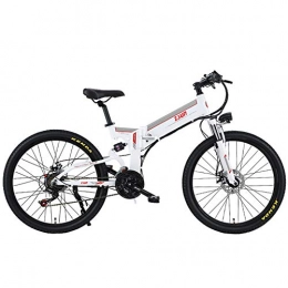 HAOYF Bike HAOYF Folding Electric Mountain Bike for Adult, 70-120Km Driving Range, 26" 48V 350W Removable Lithium-Ion Battery Bicycle Ebike, for Outdoor Cycling Travel Work Out, White