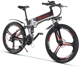 HCMNME Folding Electric Mountain Bike HCMNME durable bicycle, Electric Bikes, Folding Bikes Folding Ebike 21 Speed Gear and 26 inch 350W Double Disc Brake Smart Electric Bicycle for Adults and Teens Adults-Black Alloy frame with Dis