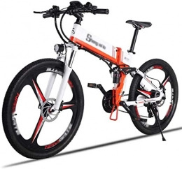 HCMNME Folding Electric Mountain Bike HCMNME durable bicycle, Electric Bikes, Folding Bikes Folding Ebike Double Disc Brake Smart Electric Bicycle with 350W Motor and 21 Speeds Shift Electric for Adults and Teens-Black Alloy frame w