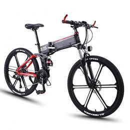 Heatile Folding Electric Mountain Bike Heatile Collapsible Electric Bicycle Lightweight aluminum alloy frame 350W high speed brushless motor 36V8AH lithium battery Suitable for work fitness cycling outing, Red