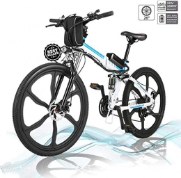 Hesyovy Folding Electric Mountain Bike Hesyovy 26'' Folding Electric Mountain Bike Removable Large Capacity Lithium-Ion Battery (36V 250W), Electric Bike 21 Speed Gear and Three Working Modes (White-Upgrade-Foldable)