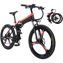 HFJKD Bike HFJKD 26inch Foldable Adult Mountain Bike, 27 Speed Electric mountain bike, Smart LCD Meter, Double Disc Brake and Full Suspension Bicycle, Portable, A