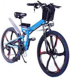 Leifeng Tower Bike High-speed Almighty Motor Electric Bike 35km / h 26''4.0 Big Tire Mountain Bike Folding Electric Bike for Adult Women / Men LED Bike Light Fork Suspension Foldable pedals 48V13Ah ( Color : Blue )