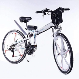 Leifeng Tower Folding Electric Mountain Bike High-speed Almighty Motor Electric Bike 35km / h 26''4.0 Big Tire Mountain Bike Folding Electric Bike for Adult Women / Men LED Bike Light Fork Suspension Foldable pedals 48V13Ah ( Color : White )