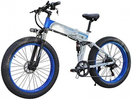 Leifeng Tower Folding Electric Mountain Bike High-speed Electric Bicycle Ebikes Folding Moutain Bike Lightweight 350W 48V, Mens Women Mountain Folding E-Bike 7 Speed Transmission System, with 26Inch Tire And LCD Screen (Color : Blue)
