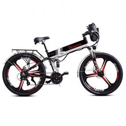 HLeoz Folding Electric Mountain Bike HLeoz Electric Folding Bicycle, 26'' Electric Mountain Bike with Built-in and Alternate two Batteries Powerful Endurance 48V 10Ah and Three Working Modes, Black, UE