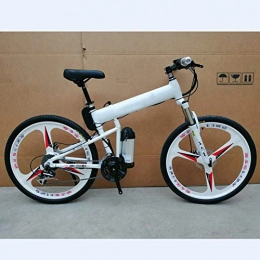 HLEZ Folding Electric Mountain Bike HLEZ 26'' Electric Bicycle, Electric Mountain Bike Removable Large Capacity Lithium-Ion Battery (36V 350W) Electric Bike 27 Speed Travel Outdoor Bicycle Student Bicycle, White, UE