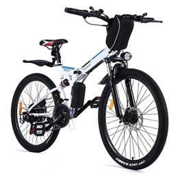 HMEI Bike HMEI Electric Bikes for Adults Electric Bike Folding for Adults 26 Inch tire 350w 36v Mountain E Bike 21 Speed E-Bike Disc Brake with Lithium-Ion Batt Electric Bike (Color : White Blue)