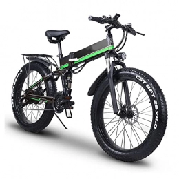 HMEI Folding Electric Mountain Bike HMEI Electric Bikes for Adults Waterproof Mountain Electric Bike 1000W Foldable Snow E Bike 26 Inch Tires, 20MPH Adults Ebike with Removable 12.8Ah Battery (Color : Green)
