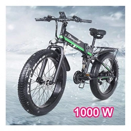 HOME-MJJ Folding Electric Mountain Bike HOME-MJJ 48V 1000W Electric Bike 12.8AH 26x4.0 Inch Fat Tire 21speed Electric Bikes Foldable For Adult Female / Male for Outdoor Cycling Work Out (Color : Green, Size : 48V-12.8Ah)