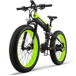 HOME-MJJ Folding Electric Mountain Bike HOME-MJJ 48V 10AH Electric Bike 26 '' 4.0 Tire Electric Bike 500W Engine 27-speed Snow Mountain Folding Electric Bike Adult Female / male With Anti-theft Device (Color : Green)