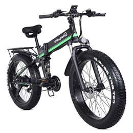 HOME-MJJ Bike HOME-MJJ Folding Electric Bike For Adults 26" Electric Bicycle / Commute Ebike With 1000W Motor 48V 12.8Ah Battery Professional 21 Speed Transmission Gears (Color : Green, Size : 48V-12.8Ah)
