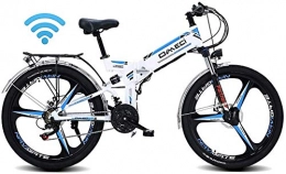 HSART Bike HSART 24" Folding Ebike, 300W Electric Mountain Bike for Adults 48V 10AH Lithium Ion Battery Pedal Assist E-MTB with 90KM Battery Life, GPS Positioning, 21-Speed, White