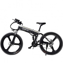 HSART Folding Electric Mountain Bike HSART Electric Bike for Adult 26'' Mountain Ebikes 48V 10AH Removable Lithium Battery 400W Powerful Motor 27 Speed E-Bicycle(Silver)