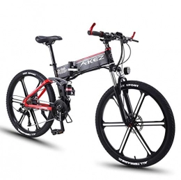 HSART Folding Electric Mountain Bike HSART Electric Mountain Bike, 350W 26'' Electric Bicycle Ebikes with Removable 36V 8AH Lithium-Ion Battery 27 Speed Gear and Premium Full Suspension, Black