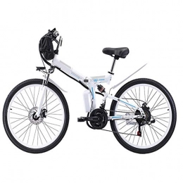 HSTD Folding Electric Mountain Bike HSTD Electric Bike Electric Mountain Bike - Portable Folding Bicycle, 26'' Nylon Pneumatic Tyres, 48V 8Ah Rechargeable Lithium Battery, Three Working Modes, Electric Bike for Adults White