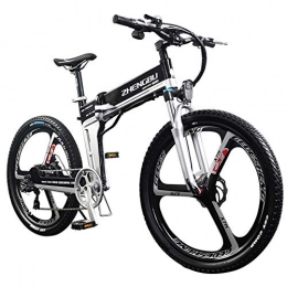HSTD Folding Electric Mountain Bike HSTD Electric Bike Foldable - 26'' Electric Mountain Bike, Intelligent Display Instrument, 48V 10Ah Rechargeable Lithium Battery, Three Working Modes, 21 / 27 Speed Shifter Black-Mechanical disc