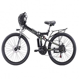 HSTD Bike HSTD Portable Folding Bicycle - Electric Bike Electric Mountain Bike, 48V 8Ah Rechargeable Lithium Battery, 26'' Nylon Pneumatic Tyres, Three Working Modes, Electric Bike for Adults Black