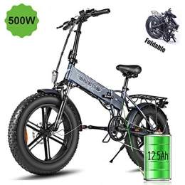 Huiuk 500W Folding Electric Bike Adult Mountain E Bike 48V 12.5Ah Electric Bicycle 7-Speed Gear Shifts with Electric Lock Fast Battery Charger,Gray