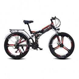 HUO FEI NIAO Folding Electric Mountain Bike HUO FEI NIAO Folding Electric Bike for Adults, 26" Electric Bicycle / Commute Ebike with 300W Motor, 48V 10Ah Battery, Professional 21 Speed Transmission Gears, Black (Color : Black, Size : 24 inches)