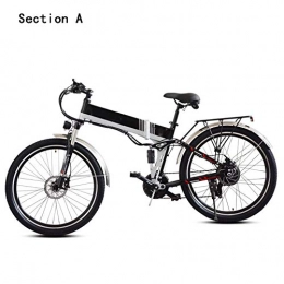 HWOEK Folding Electric Mountain Bike HWOEK Adults Mountain Electric Bike, 350W Motor 48V Removable Battery 26'' City Folding Electric Bike Dual Disc Brakes with Back Seat 21 Speed Transmission Gears, Black, A