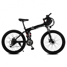 HWOEK Folding Electric Mountain Bike HWOEK Electric assisted folding bicycle, 21 Speed 240W 26 Inches City Electric Bike for Adults with Removable Battery Commute Ebike Dual Disc brakes Unisex, Black, C 16AH