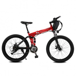 HWOEK Folding Electric Mountain Bike HWOEK Electric Folding Bicycle, 240W 21 Speed 26 Inch City Electric Bike for Adults with Removable Battery Commuter E-Bike Dual Disc Brakes Unisex, Red, CD 16AH